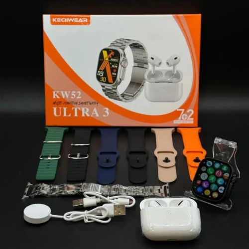 ساعت هوشمند KEQIWEAR مدل KW52 Ultra3 با بند سیلیکونی